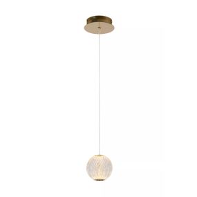 Lucide Cintra - hanglamp - Ø 14 cm x 150 cm - 5,7W LED incl. - transparant en goud