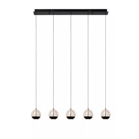 Lucide Sentubal 5L - hanglamp - 84 x 10 x 150 cm - 5 x 5,3W LED incl. - zwart