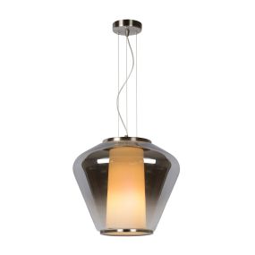 Lucide Stian - hanglamp - Ø 38 x 168 cm - gerookt en opaal glas