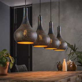 Vico perforated - hanglamp - 130 x 25 x 150 cm - zwart bruin