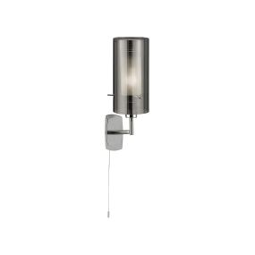 Searchlight Duo 2 - wandverlichting met trekschakelaar - 10 x 28 cm - gerookt en matglas