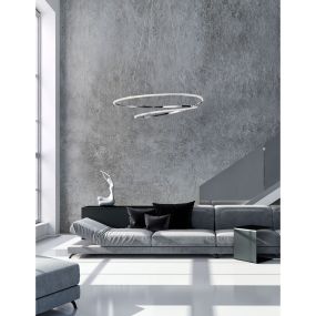 Nova Luce Viareggio - hanglamp - Ø 56 x 120 cm - 29W LED incl. - chroom