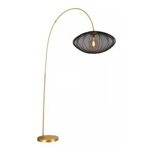 Lucide Corina - staanlamp - 131 x 55 x 192 cm - zwart en messing