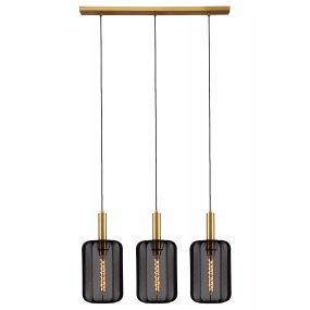 Lucide Corina - hanglamp 3L - 90 x 22 x 185 cm - zwart & messing