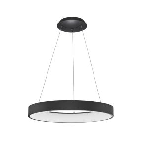 Nova Luce Rando Thin - hanglamp - Ø 60 x 120 cm - 50W dimbare LED incl. - zand zwart - witte lichtkleur