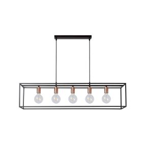 Lucide Arthur - hanglamp - 110 x 25 x 155 cm - zwart & koper