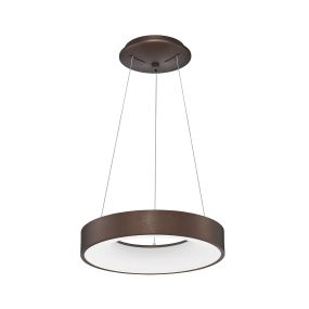 Nova Luce Rando Thin - hanglamp - Ø 38 x 120 cm - 30W dimbare LED incl. - geborstelde koffie