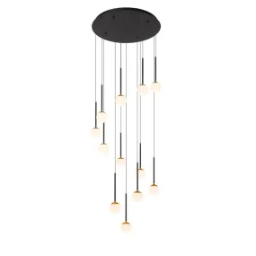 Lucide Calina - hanglamp - Ø 69,9 x 169,3 cm - 12 x 7,7W dimbare LED incl. - zwart