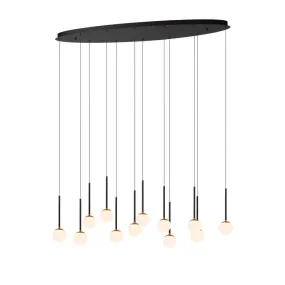 Lucide Calina - hanglamp - 143,2 x 35 x 169,3 cm - 12 x 7,7W dimbare LED incl. - zwart