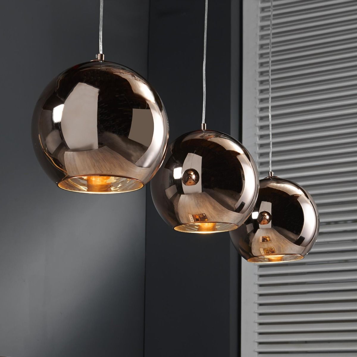 Fantasierijk Nageslacht Bot Vico Globe - hanglamp 3L - 110 x 25 x 150 cm - koper | Lichtkoning